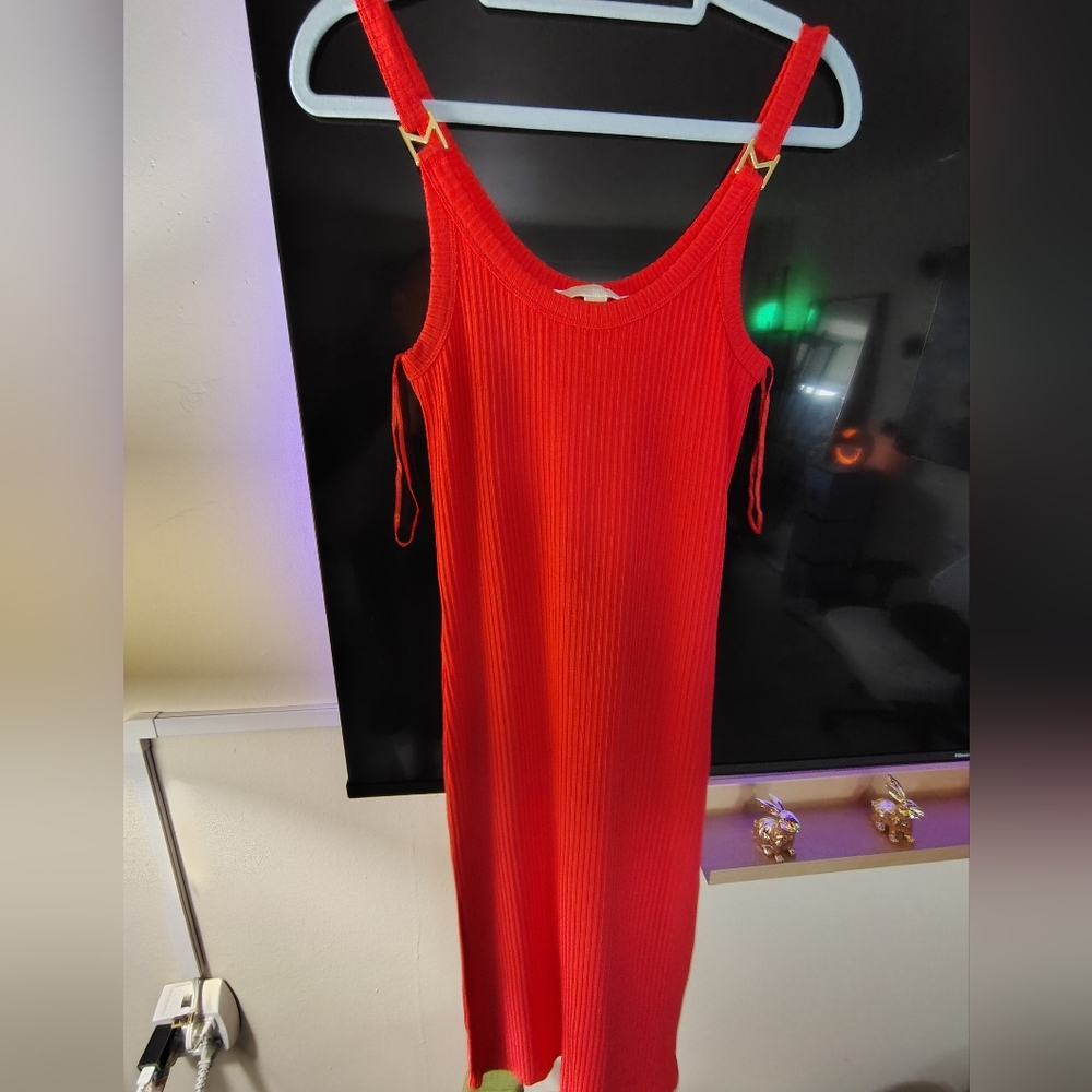 Michael Kors Elegant Red Sleeveless Dress